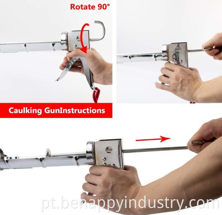 Caulk Gun 3 em 1 pistola de calafeta de 10 oz de silicone